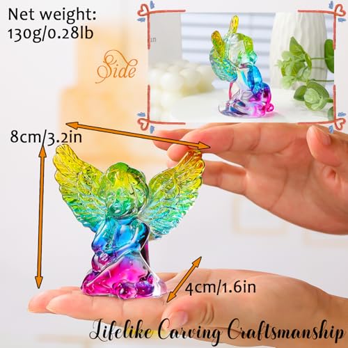 Figurine d'ange en cristal d'exception, sculpture artisanale colorée - 5