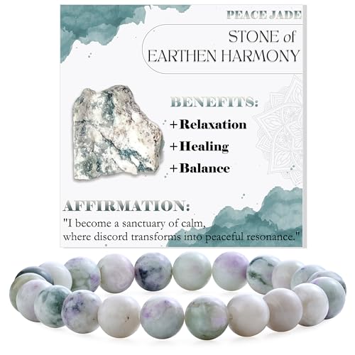 Bivei Peace Jade-Calm Harmony-8mm Beaded Bracelets for Women Handmade Semi Precious Natural Stone Stretch Elastic Jewelry Yoga Protection Gifts