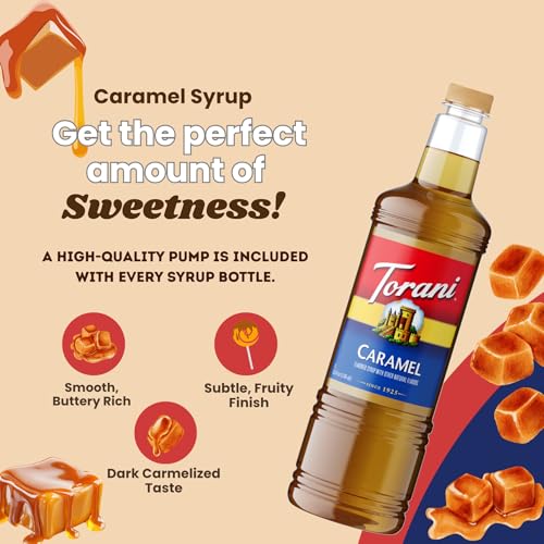 Image of Torani Caramel Syrup 1L with Pump - Lattes, Frappes & Cocktails