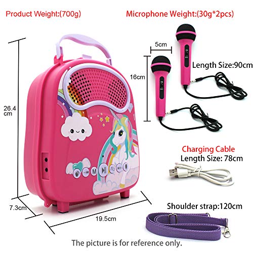 Kids Karaoke Machine For Girls Boys With 2 Microphones Portable Children Singing Machine Includes Voice Change/Storage Space Bluetooth Toddler Karaoke Speaker Toy Gift For Birthday Festival #TOP6