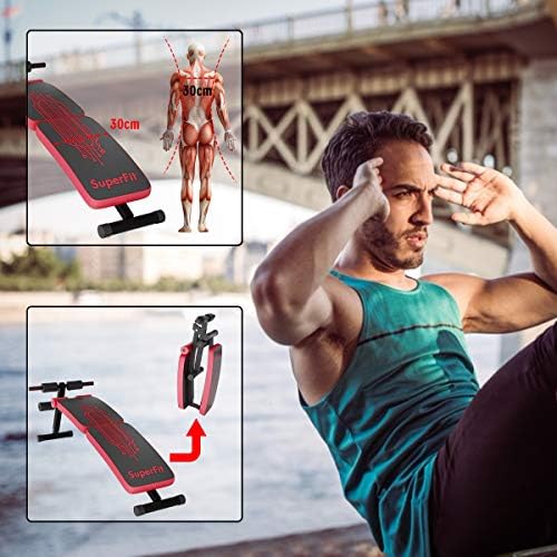 GYMAX Weight Bench, Adjustable Abdominal Crunch Exercise Trainer, Folding Home Gym Office Workout Fitness Sit Up Board