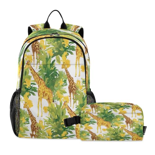 Sac à dos pour étudiants et sac à déjeuner girafes pour la rentrée et les sorties scolaires