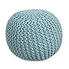 BIRDROCK HOME Round Pouf Ottoman Cotton Braided Foot Stool Round Ottoman Bedroom and Living Room Poof Sage Green Boho Ottoman Pouf Ottoman Foot Rest
