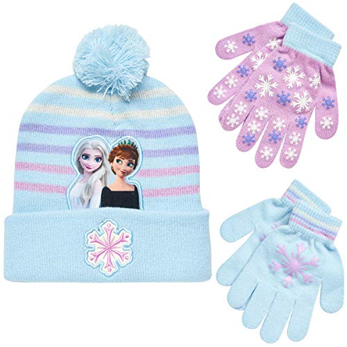 Disney girls Girls Frozen Winter Hat and 2 Pair Gloves Or Mittens (Age 2-7)