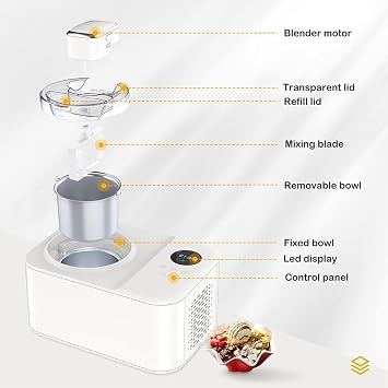 Homemade Ice Cream Maker Machine, Full Automatic Soft Ice Cream Machine, Household Small Automatic Fruit Ice Cream Mini Ice Cream Machine, For Restaurant Dessert Shop, Coffee Shop