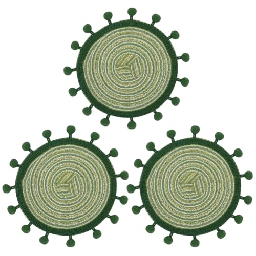 BEAMARKER Runde Untersetzer Im Boho Stil 3er Set Baumwolle Makramee Süße Tassenmatten Handgefertigt Gewebtes Tischset Mit Quaste Für Getränke Küchentassen Weihnachten Einweihungsparty Zuhause Bauernha