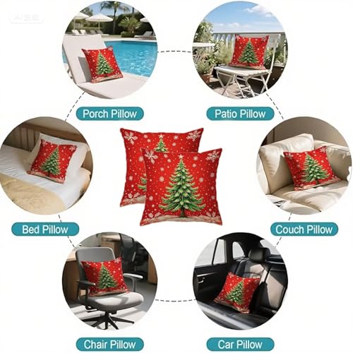 Housse coussin 65x65cm vert Noël en velours imperméable lot de 2