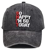 Funny 50th Birthday Gifts for Men Women, So Happy I'm 50 Today Gag Vintage Retired Baseball Cap, Embroidered Adjustable Washed Cotton 1972 Fifty Dad Hat