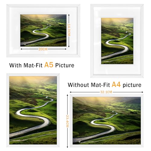 FamiPrts 4Pack A4 Frame, Wooden A4 Picture Frames, Versatile White A4 Frame, Dual Orientation (Landscape/Portrait), Includes Stand & Wall Hooks - Wall Mount or Tabletop for Home, Office, Gallery - Cosy Home Interiors FamiPrts 4Pack A4 Frame, Wooden A4 Picture Frames, Versatile White A4 Frame, Dual Orientation (Landscape/Portrait), Includes Stand & Wall Hooks - Wall Mount or Tabletop for Home, Office, Gallery - Image 2