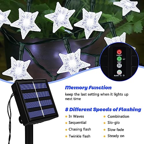 Ninonly Solar Star String Lights, 7m 50 LED, 8 Modes, Waterproof Outdoor Garden Lights for Christmas Wedding, Yard, Patio - Image 3