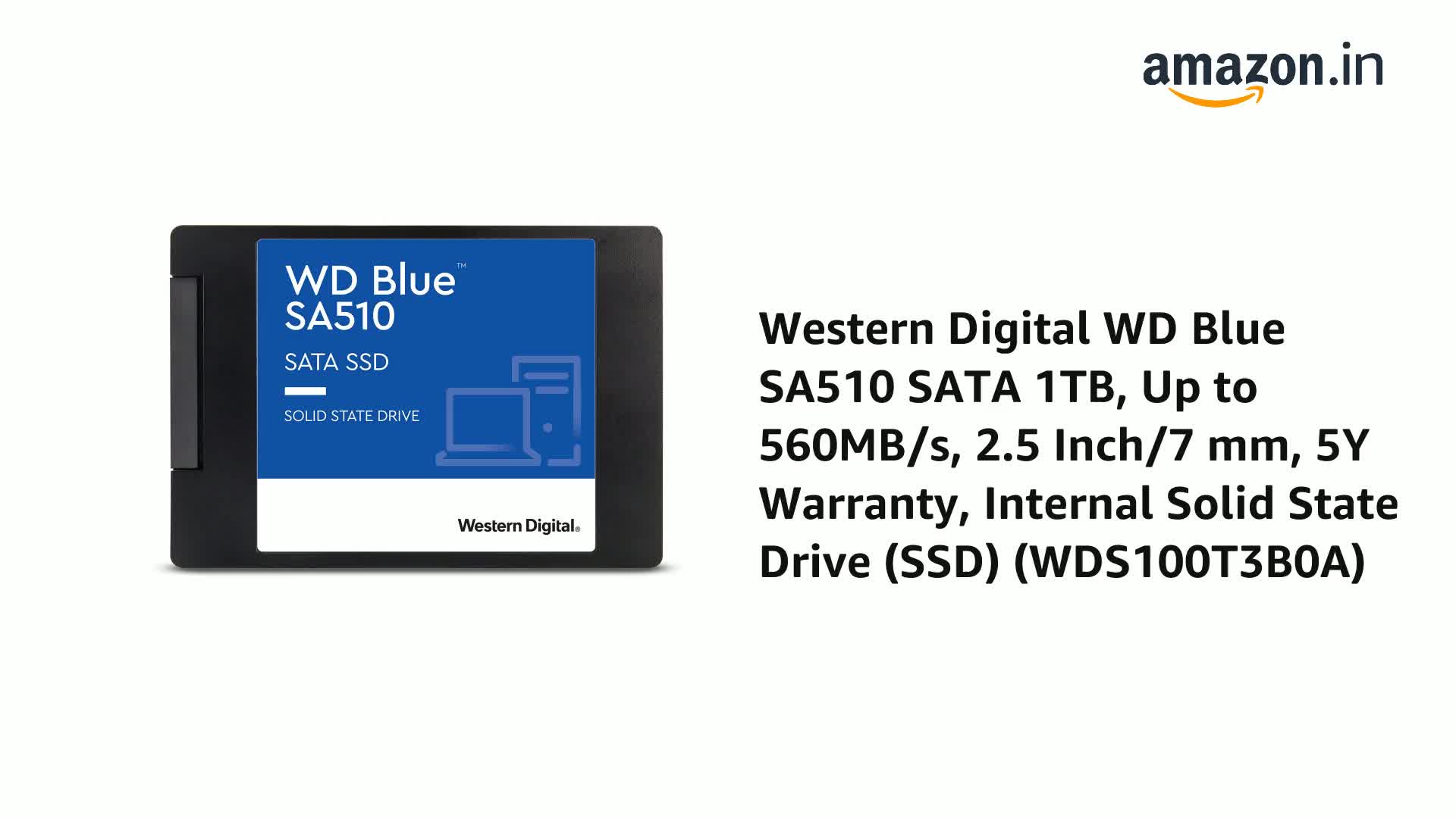 Amazon.in: Buy Western Digital WD Blue SA510 SATA 1TB, Up to