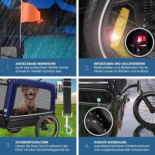KESSER® Hundeanhänger Boxer 3-in-1 Hundebuggy & Jogger Fahrradanhänger groß ca. 240 Liter Volumen, gefedert, Material: 600D Oxford Canvas, SmartSpace Concept, maximale Belastbarkeit: 40 kg