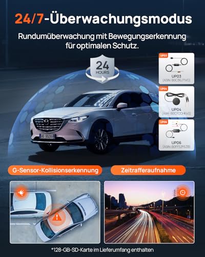 70mai 4K A810S Dashcam Auto Vorne mit STARVIS 2 HDR Nachtsicht, Autokamera mit 128GB Karte, 24/7 Parküberwachung, AI-Sensor, ADAS, App-Steuerung, Sprachsteuerung, 146°-Weitwinkel, Optional 4G LTE – Bild 5