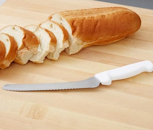 Miniatura 2 de Cuchillo sándwich de acero de alto carbono de hoja de 8 pulgadas con mango blanco- Cuchillo dentadocompensado para cortador de pan sándwich ideal