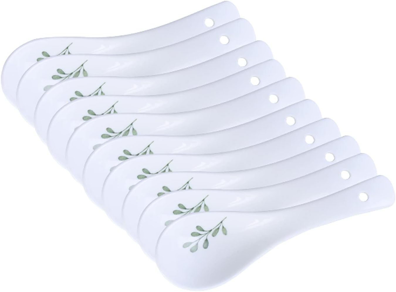 Spoon Table Spoons 5/10 Pcs Ceramic Spoon Net Red Soup Spoon Small Spoon Porcelain Spoon Spoon Spoon Home Drinking Soup Spoon Spoon Creative Cute Rice Spoon for Home(Green，Red 5 Pieces)