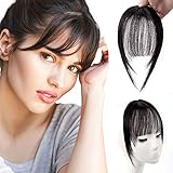 Queen's Mask Clip In Bangs Clip In Hair Extensions Real Human Hair Halo Hair 100% Human Hair Hairextensions Wispy Bangs Fringe With Temples Hairpieces Air Bangs Natural Black