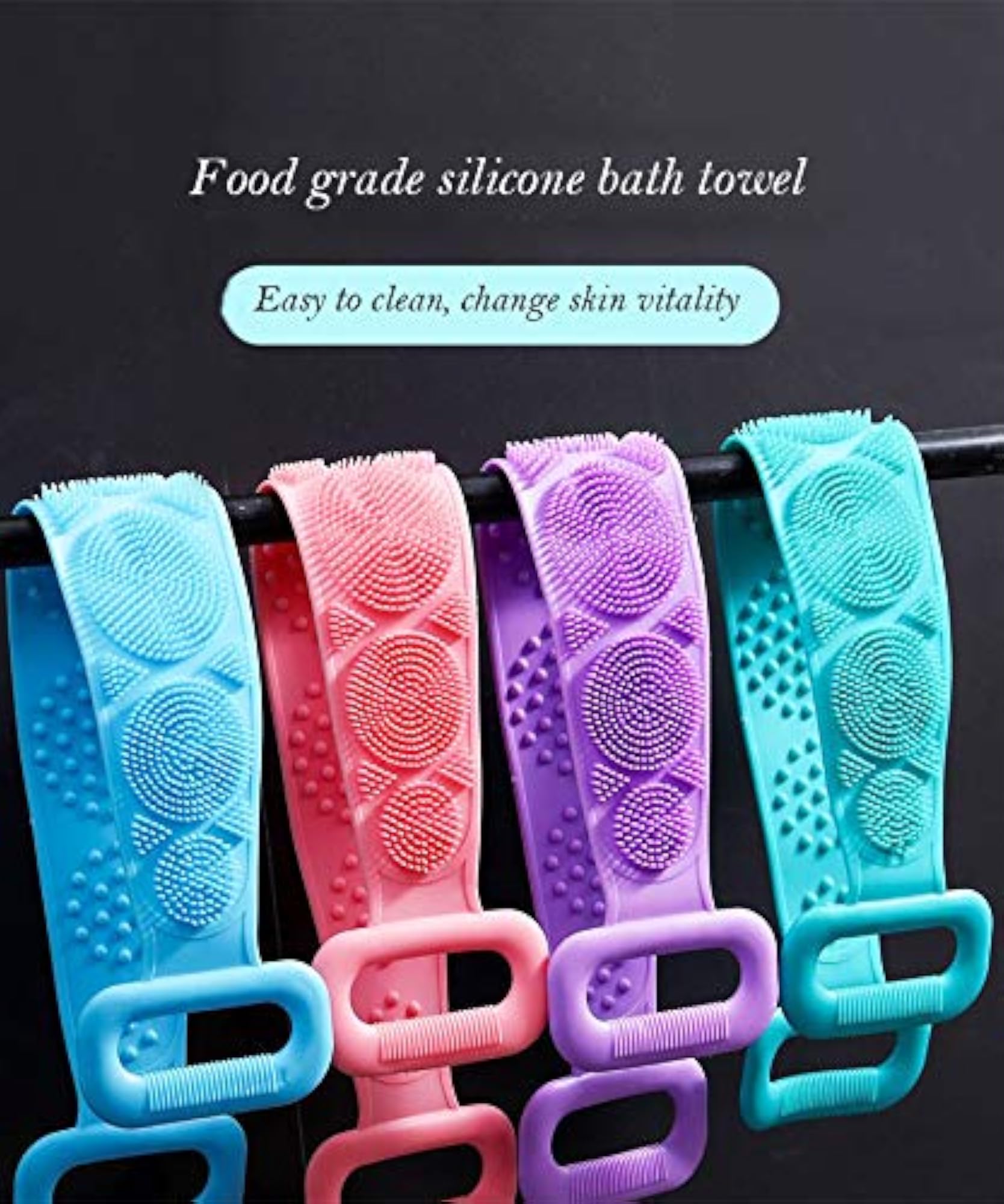 Silicone Dual Sided Back Scrubber Brush & Massager, Foot Sole Cleaner