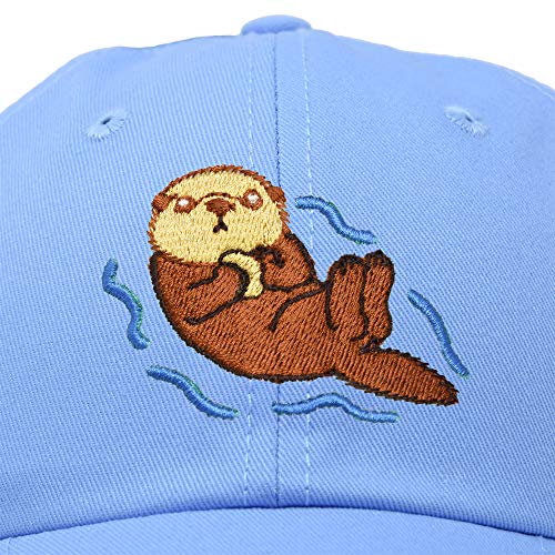 Dalix Otter Cap Animal Dad Hat Embroidered Nature Mom Baseball Cap In Light Blue #TOP1