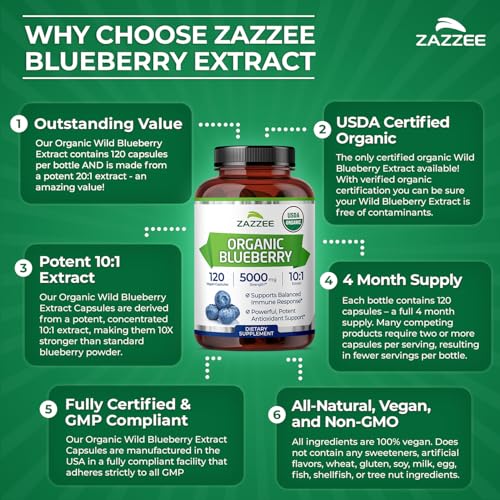 Zazzee USDA Organic Blueberry 10:1 Extract