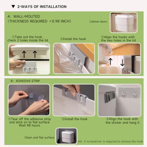 Ornato Sensor Hanging Trash Can with Lid 2.5 Gallon,Motion Sensor Garbage Can, Bathroom Trash Cans,Touchless Automatic Trash Bin,Mountable/Desk for Kitchen Compost Bin,Liveroom,Office,White by Ornato - Used condition - Image 8