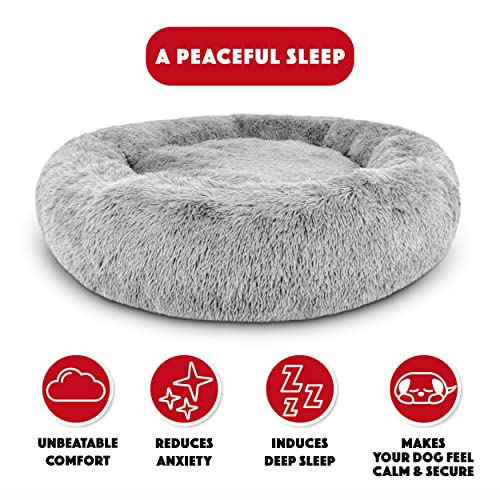 The Dog’s Bed Sound Sleep Donut Dog Bed, Xxl Silver Grey Plush Removable Cover Calming Nest Bed #TOP1
