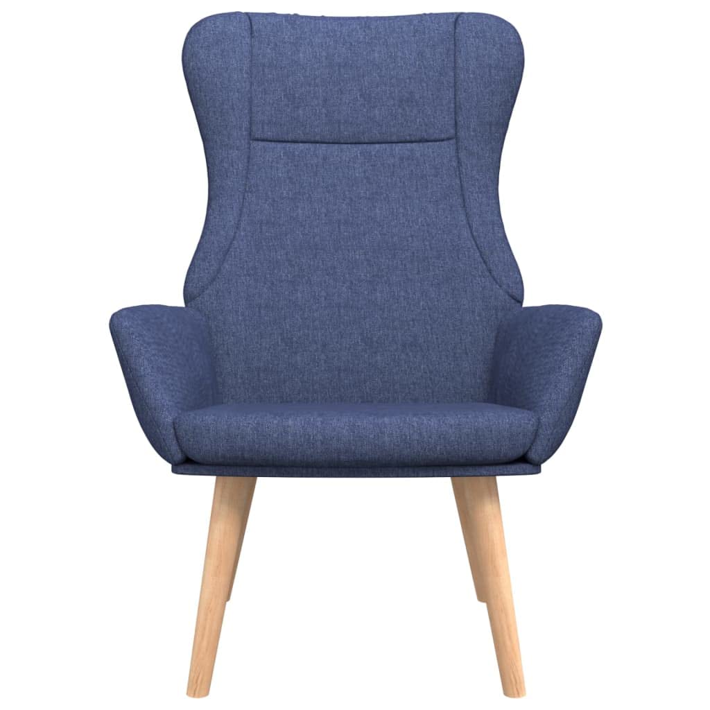 Sedia Relax Blu in Tessuto con Struttura in Metallo e Legno, Imbottita Ergonomica per Salotto, Camera, Ufficio, con Braccioli e Schienale Reclinabile per Riposo e Lettura