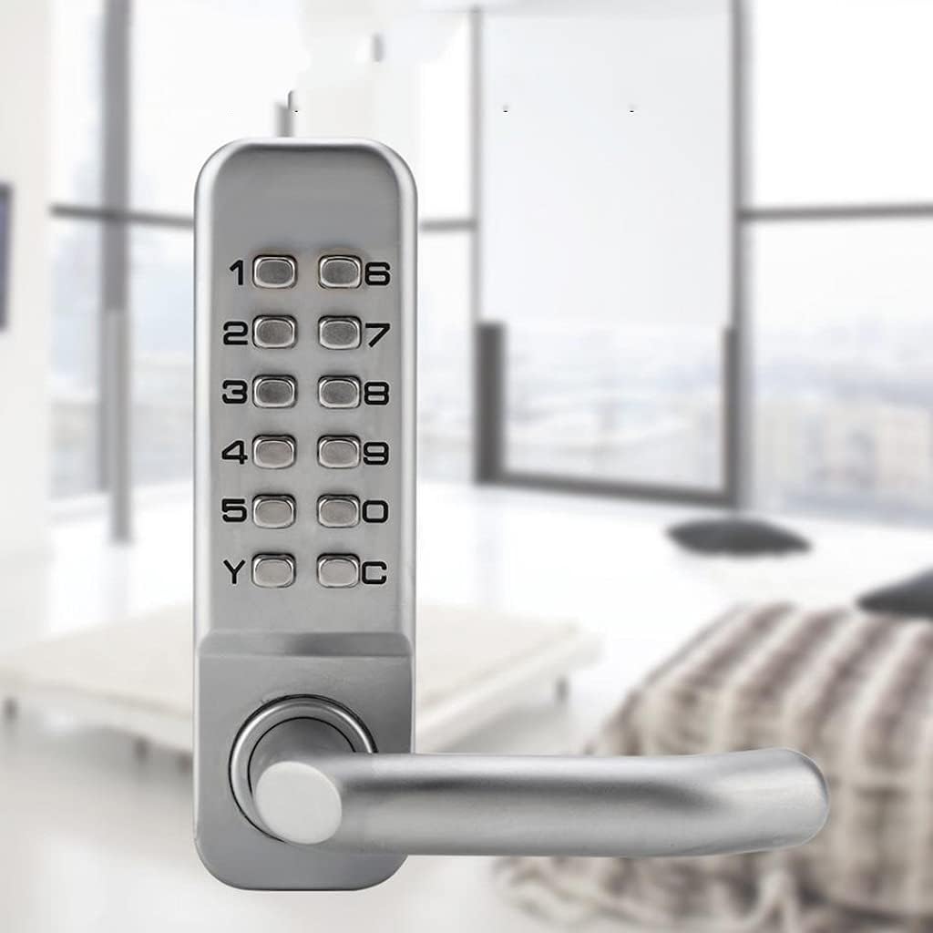 Digital Door Lock Password Door Locks Smart Code Keypad Password Keyless Mechanical Door Lock Locker (Color : Silver, Size : 14.2cm*4.4cm)