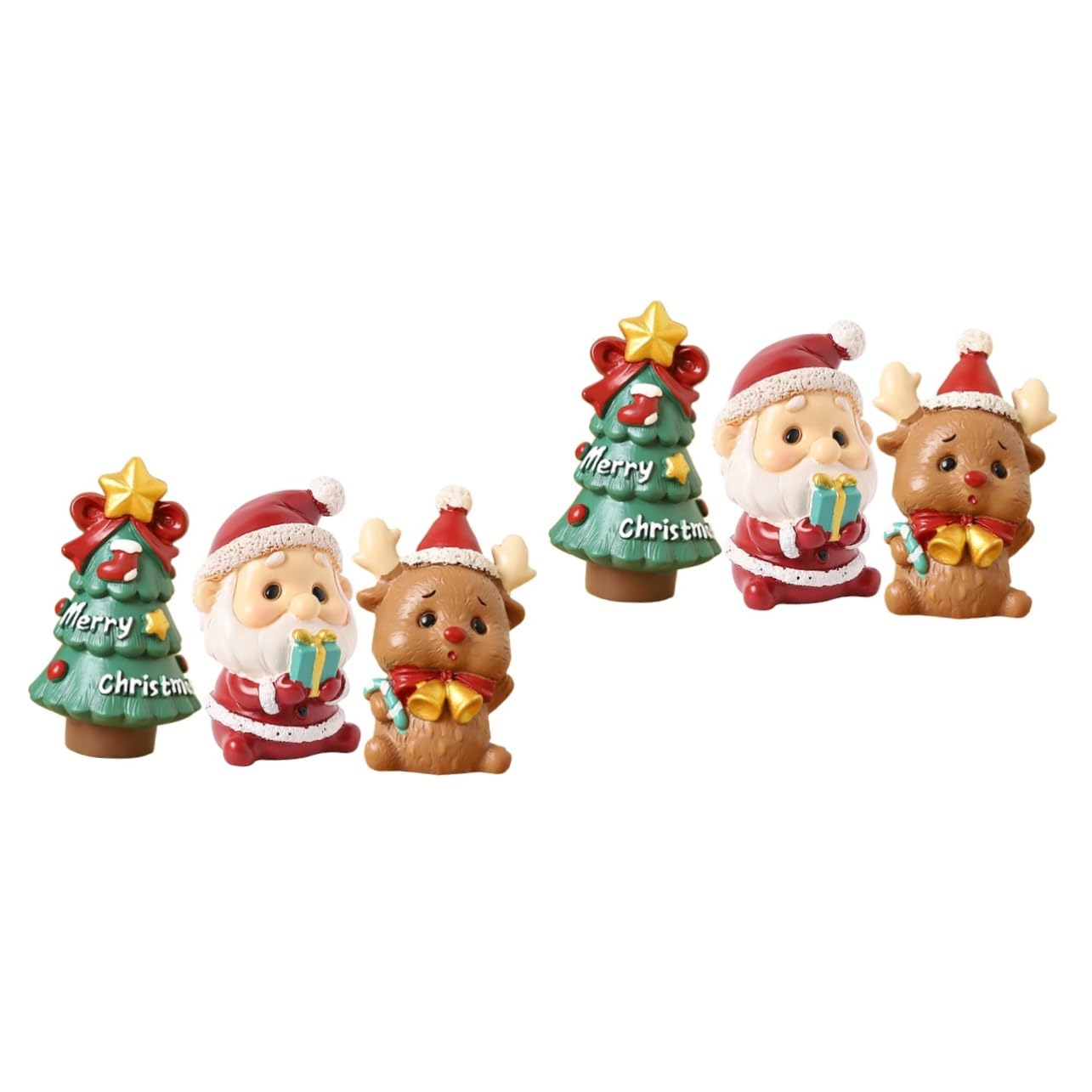 Abaodam 6pezzi Mini Ornamenti Natalizi Resina Decorazioni Per Paesaggi Santa Claus Renna e Albero Di Natale Per Decorare Casa e Piante Atmosfera Festiva Assicurata