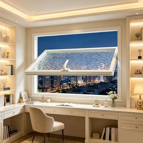 Image of Secure Lock 360° Rotatable Shed Windows – Tempered Glass Flush Mount, Heavy Gauge Metal Frame for Garage Basement Bathroom Kitchen Home Ventilation(White,36x36in/91.4x91.4cm)