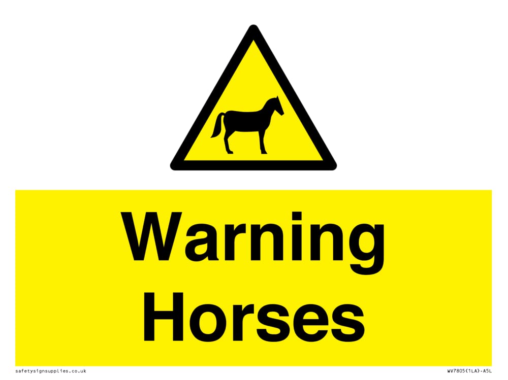 Warning Horses Sign - 200x150mm - A5L