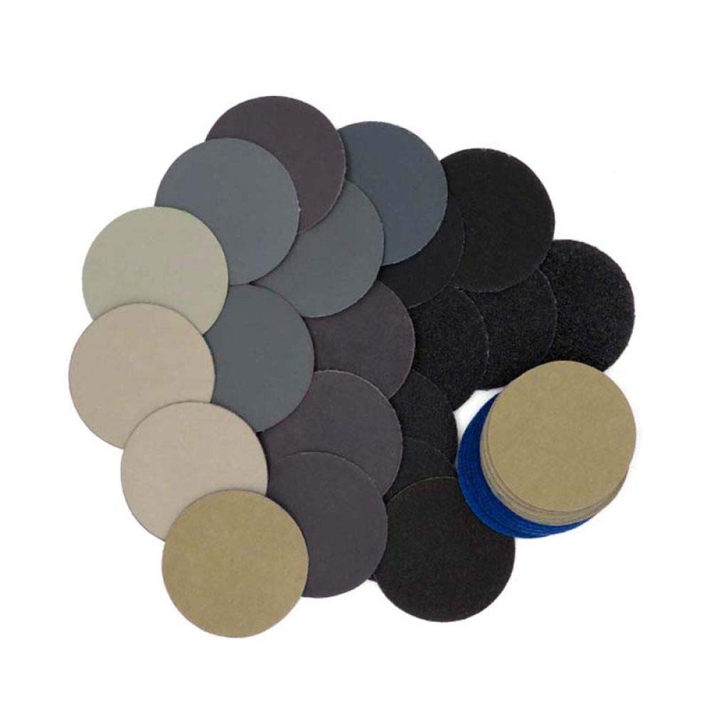 SHENGANG 202pcs Assortiment de papier abrasif sec et humide 60-7000 Disque abrasif 2quot; Papier abrasif imperméable 50 mm avec tampon de ponçage à crochet pour bois, 1000