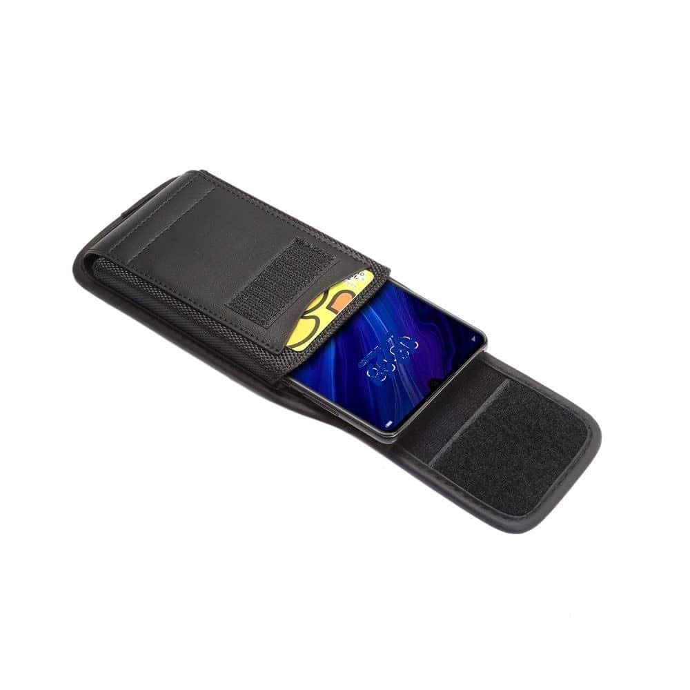 Custodia da Cintura con Porta Carte in Nylon e Similpelle Verticale per Google Pixel 8 - Nero