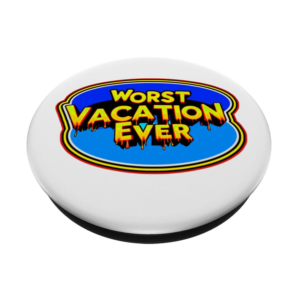 Funny Sarcastic Worst Vacation Ever Decal Holiday Fun PopSockets Swappable PopGrip, Black - Image 2