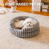 MEWOOFUN Stilvolle Katzenbetten für Katzen, weiches rundes Hundebett für kleine und mittelgroße Hunde, waschbares, beruhigendes Haustierbett (Grau, M)