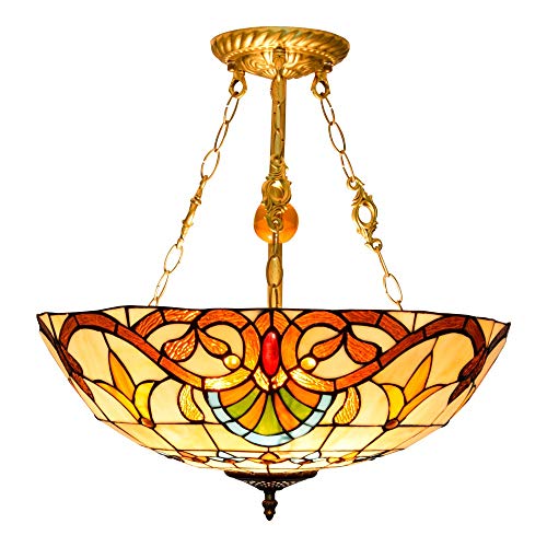 Blivuself Tiffany Lampe 20-Zoll-Barock-hängende Lampen-Art Retro European Creative Tiffany Pendelleuchte Buntglas Wohnzimmer Esszimmer Schlafzimmer Kronleuchter Cover