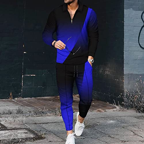 Burwof Size M Black Blue Mixed Men's Polo Track Suit Sets Long Sleeve Mens Outfits 2 Piece Fashion Sweatsuit Comfy Casual Set For Men #TOP1