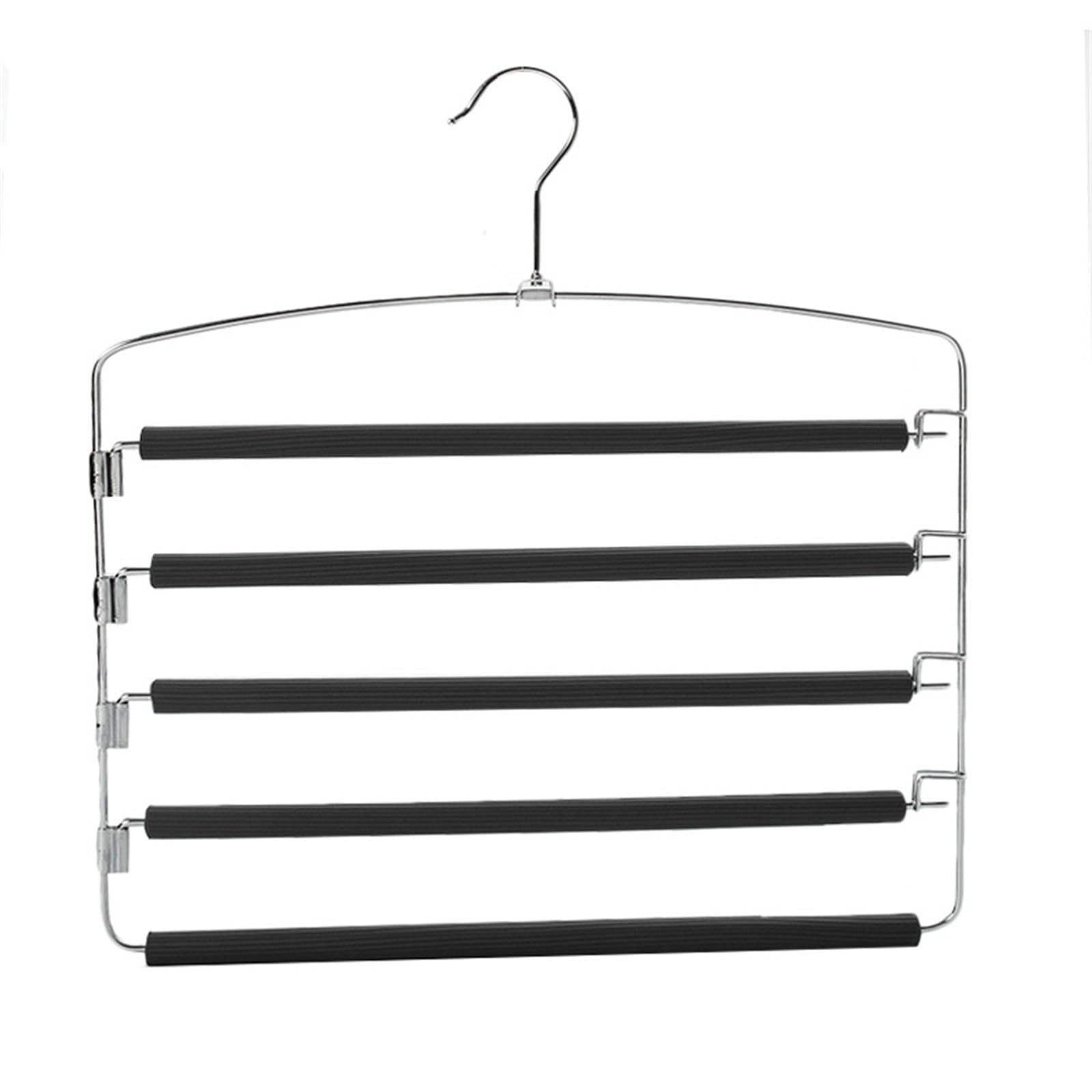 Trousers Hangers Trouser Rack Storage Scarf Hanger Space Saving(Noir)
