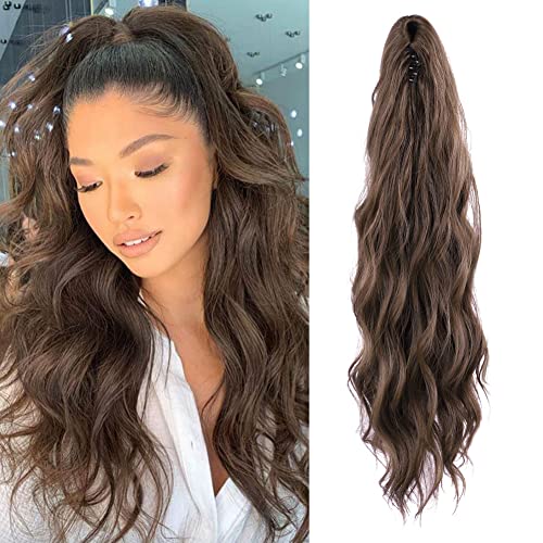 LOMMEL Ponytail Extensions Claw Clip Ponytail Extensions for Women 20 Inch Long Wavy Ponytail Extensions Fluffy Synthetic Ponytail Hairpiece Natural Soft Daily Use.(8 30)