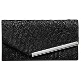 Caspar Fashion Caspar TA507 kleine elegante Damen Glitzer Clutch Abendtasche, Farbe:schwarz, Größe:Einheitsgröße