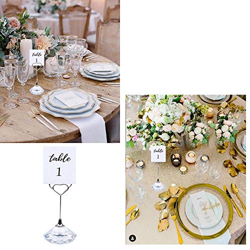 Image of LONGWIN Memo Clip Lovely Dimond Shape Place Card Wedding Table Number Holders (2pcs) - Clear