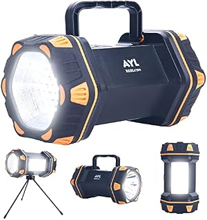 LED Camping Lantern, AYL Rechargeable Lantern and Flashlight 8 Light Modes, 4800mAh Power Bank, IPX6 Waterproof, Camping Lamp for Emergencies, Hurricanes, Power Outages, USB Cable with Tripod Included