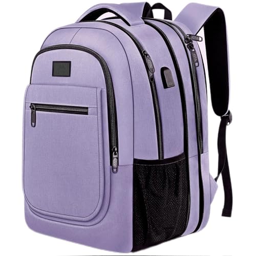 MATEIN Travel Backpack for Women, Expandable 15.6 inch Laptop Backpack with USB Charging Port, Large Anti Theft Business Computer Bag Water Resistant College Computer Bag Gift for Women Men, Purple
