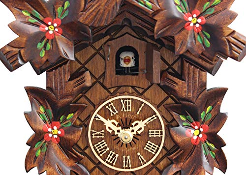 Reloj cucú Adolf Herr Flores de Primavera tallado a mano en madera selecta 5