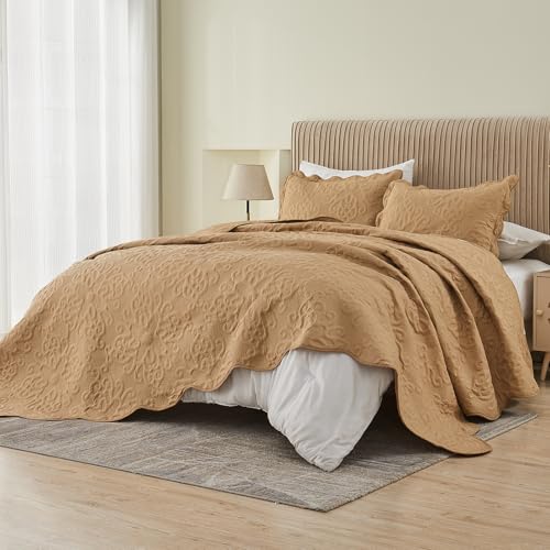 Image of Kingnex Oversized King Bedspreads 128x120 Khaki