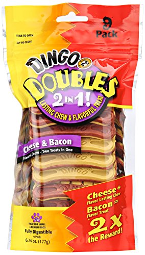 Dingo Doubles 2-In-1 Cheese And Bacon Treats (9 Pack), Small/Medium