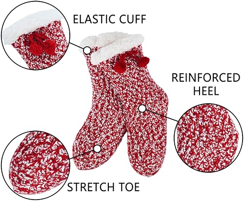 Image of BenSorts Women Thick Christmas Slipper Socks Non Slip Grippers Size 6-10