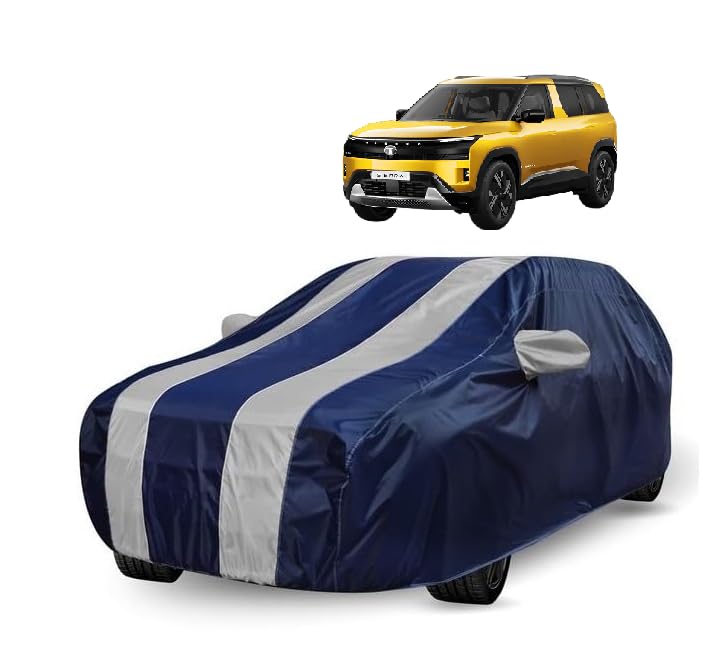 Image of Auto Hub Car Cover Compatible with Tata Sierra with Mirror Pocket, Water Resistant, Triple Stitched, Sierra Car Cover- Navy-Silver