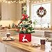 2FT Mini Christmas Tree with Lights, Pre-Lit Artificial Christmas Tree with Tree Skirt & Star Topper, Green Tabletop Xmas Tree for Home, Office, Bedroom, Party Decor (Battery Not Included)