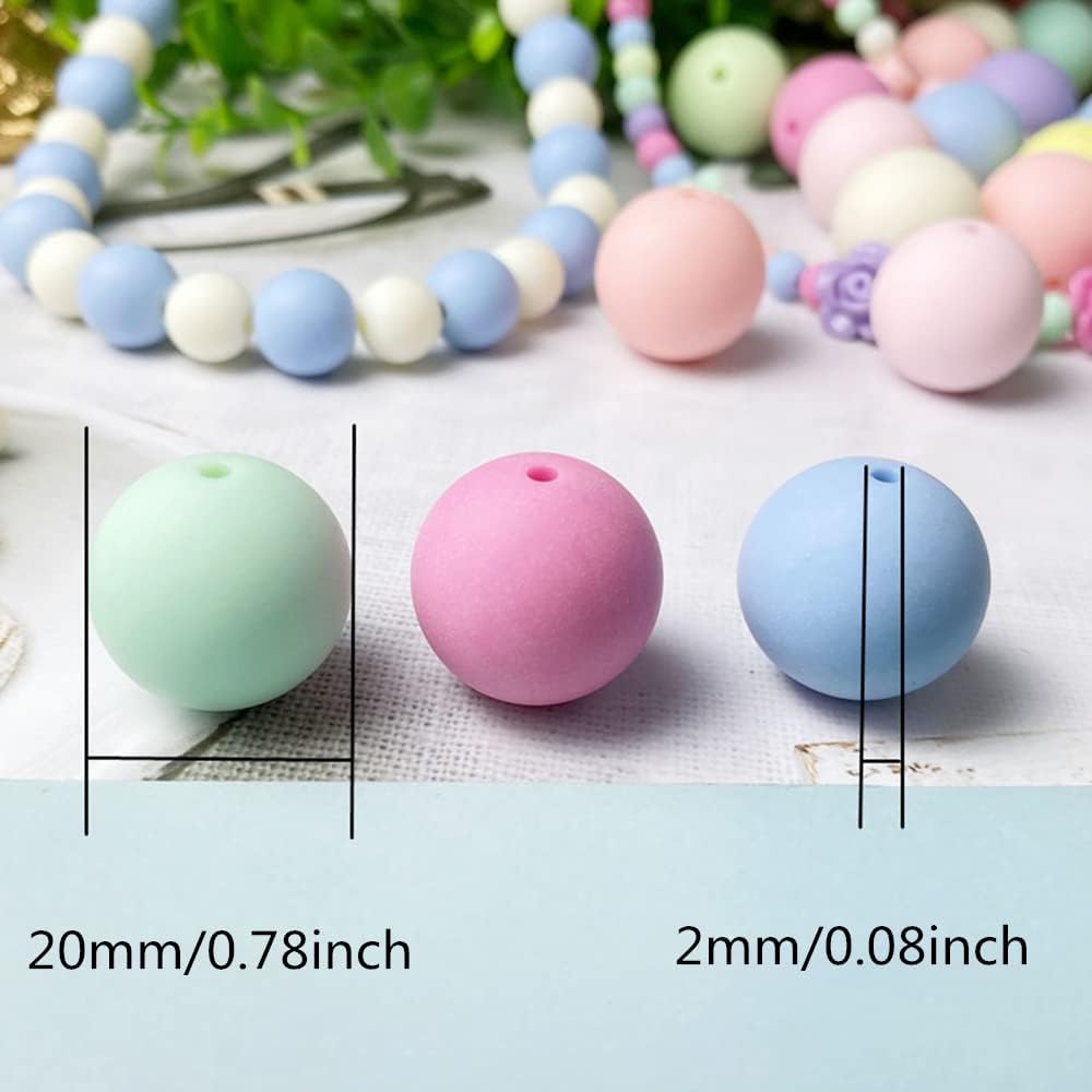 Jmassyang 100 Pieces 20mm Candy Color Acrylic Round Frosted Beads Assorted Candy Color Mix Plastic Pastel Matte Loose Spacer Mixed for Jewelry Making Bracelets Necklaces DIY Crafts