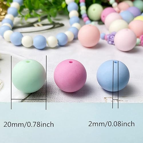 Miniatura 2 de Jmassyang 100 cuentas redondas de acrílico esmeriladas de 0.787 pulgadas (0.787 in) de color caramelo, mezcla de colores caramelo, plástico, pastel,